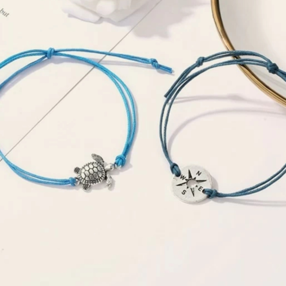 Compass and Turtle Decor String Bracelets